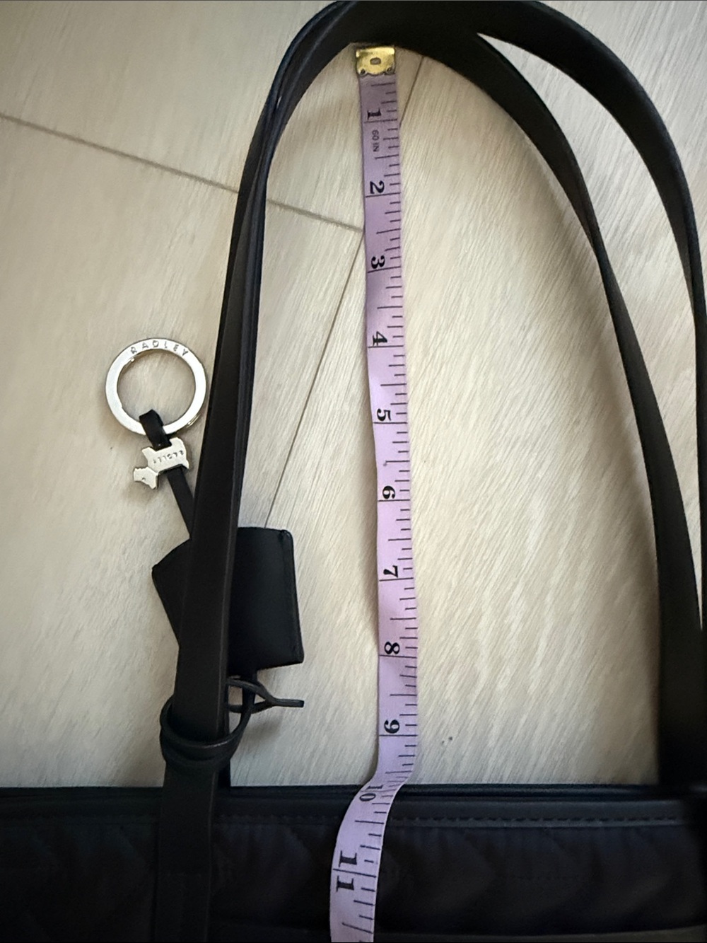 RADLEY LONDON Black Quilted Tote with Leather Strap Charm - Picture 12 of 14